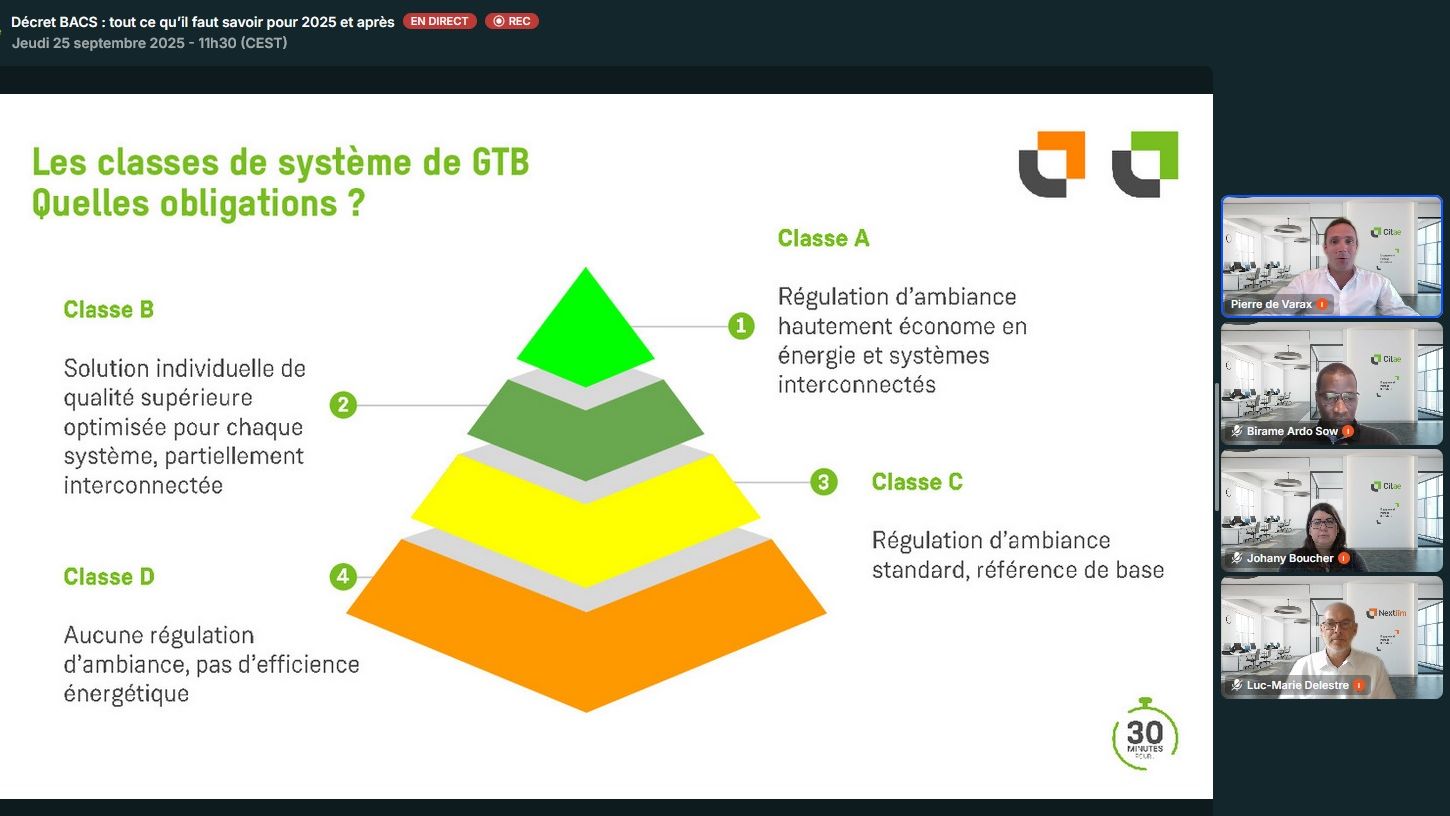 Capture d’écran du webinaire sur le décret Bacs organisé par Citaé et Nextiim, indiquant les différences entre les classes de GTB.
