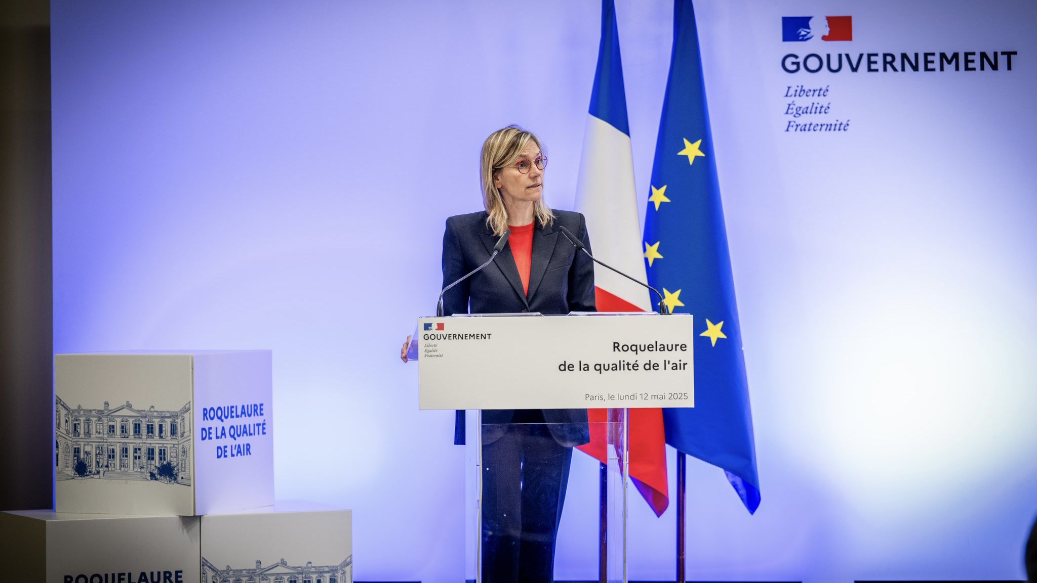 La ministre de la Transition écologique, Agnès Pannier-Runacher, lors du Roquelaure de la qualité de l'air, qui s'est tenu le 12 mai 2025 à Paris.