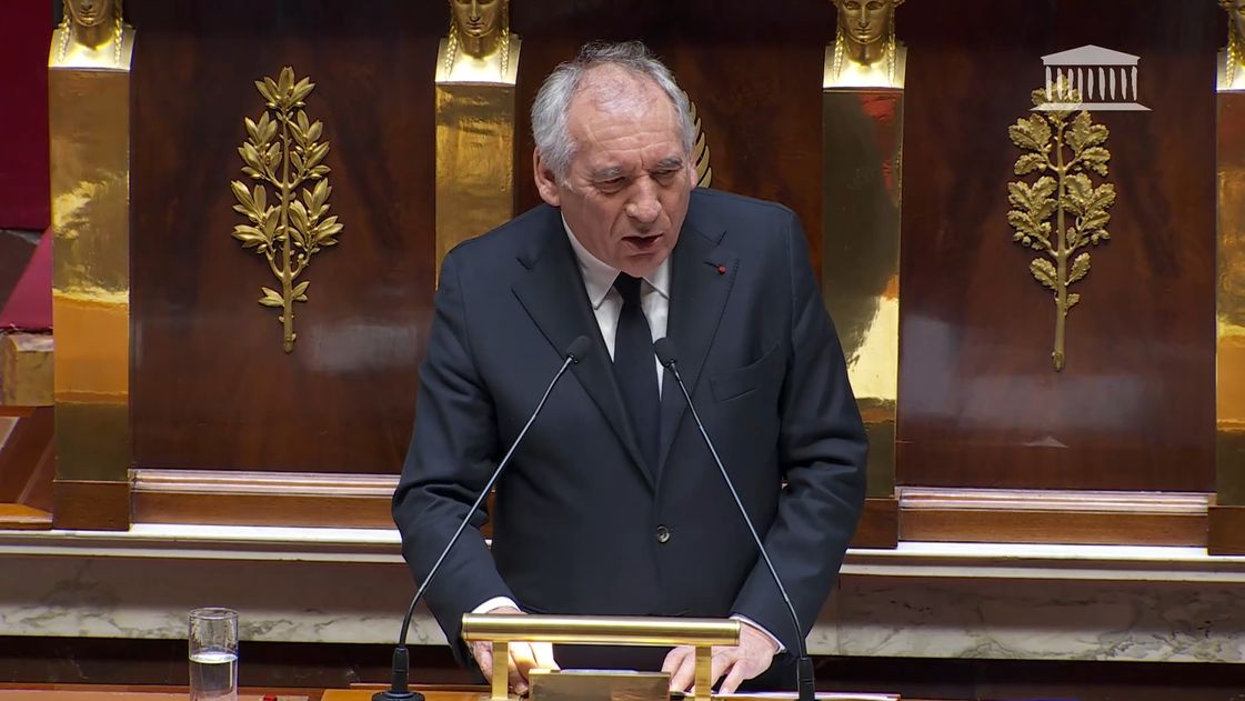 Le Premier ministre François Bayrou lors de sa déclaration de politique générale devant l'Assemblée nationale, le 14 janvier 2025. Capture d'écran 2025 01 15