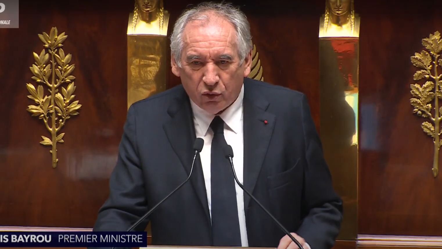 Le Premier ministre François Bayrou lors du débat sans vote sur la PPE 3, le 28 avril 2025 à l'Assemblée nationale.