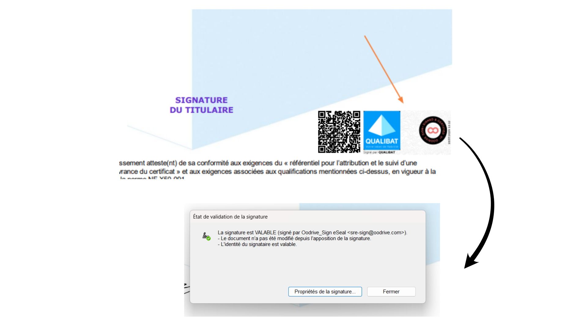 Capture d'écran d'une notation des certifications Qualibat.